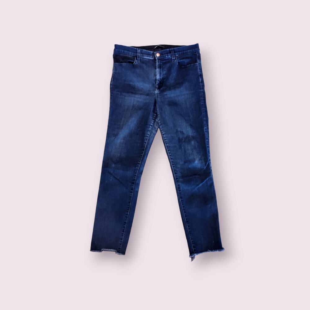 J Brand Women's Maria High Rise Skinny Indigo Cutoff Ankle Jeans Size 31